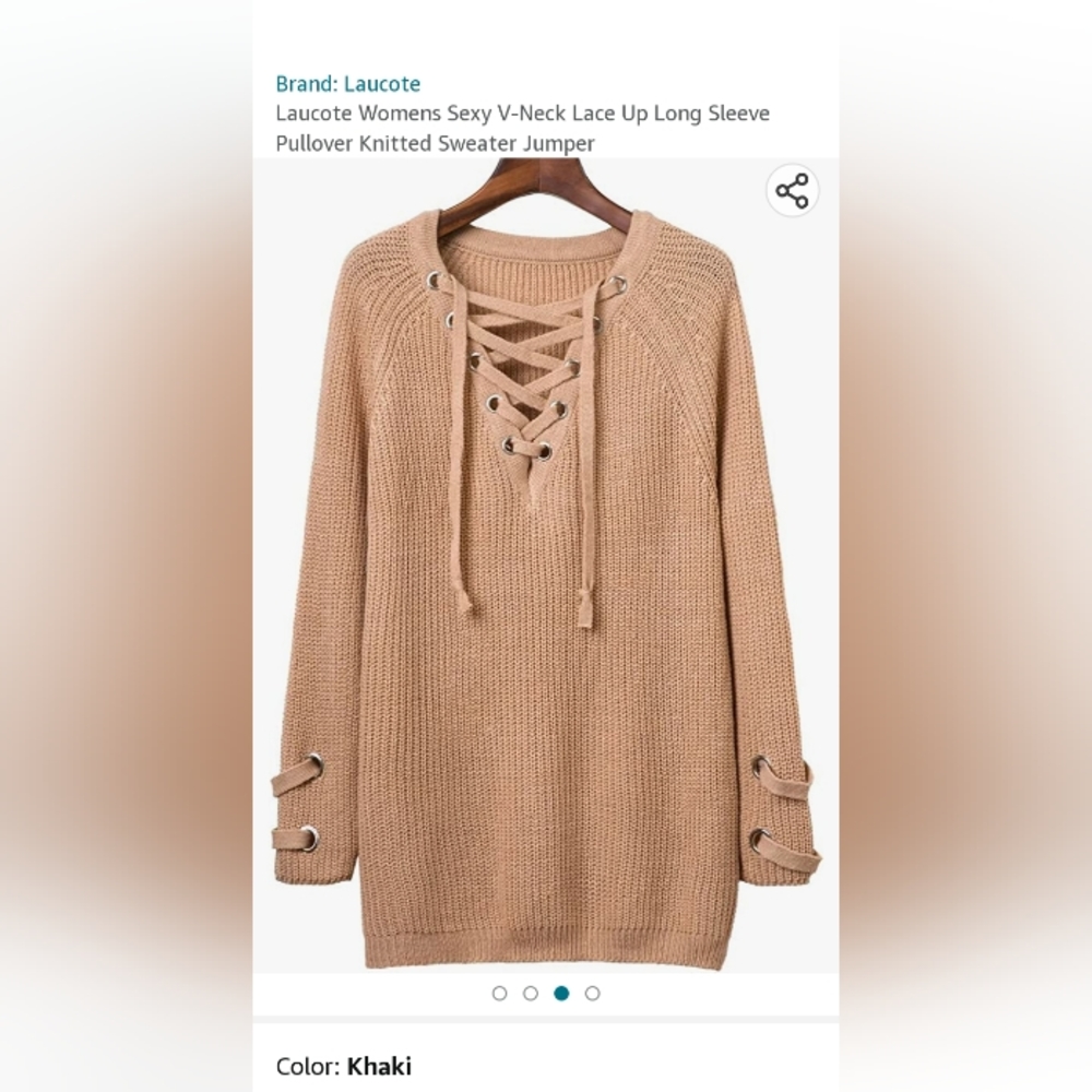Sexy Lace up Sweater Khaki